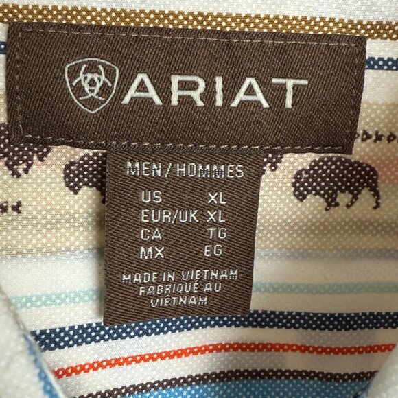 ARIAT Men's Reed Buffalo Stripe Classic Fit Western Shirt XL NWOT - Picture 4 of 6